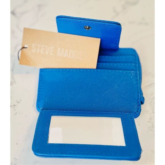 Steve Madden Wallet BHarpe Cobalt Blue Zip Around BiFold CC Holder - Picture 2 of 4
